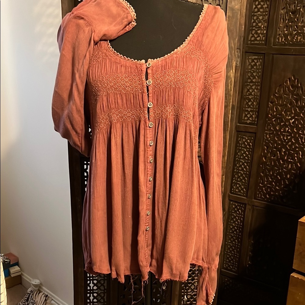 Bohemian tunic with detailed bodice